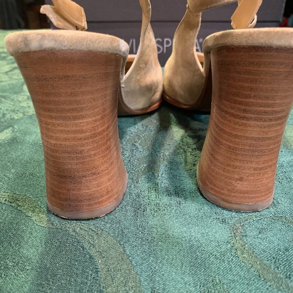 Via Spiga Desert Suede Slingback Block Heel Sandal Shoes Sz 11M - Picture 7 of 7